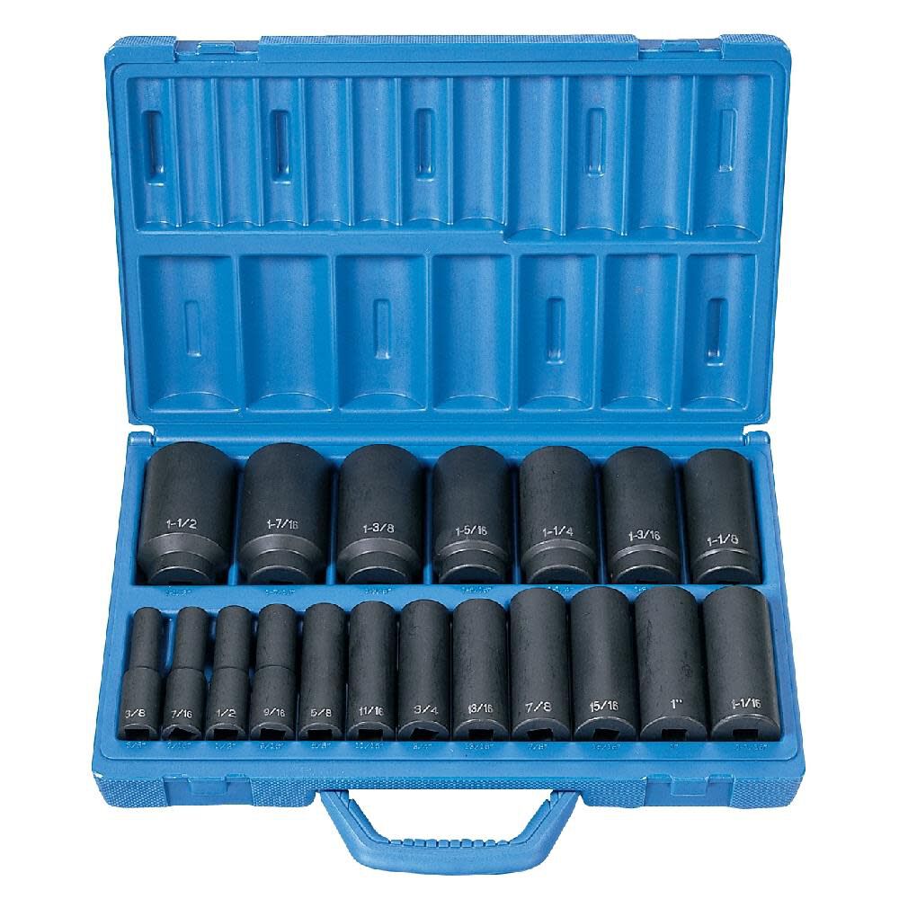 Grey Pneumatic 1/2in Drive 19 Pc. Deep Length Fractional Master Set, large image number 2