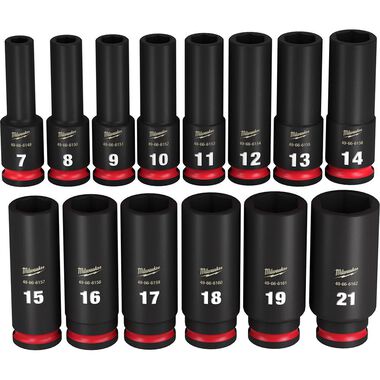 Milwaukee Impact Socket 3/8in Drive Metric Deep 6 Point 14pc