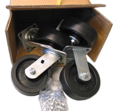 EZ Roll Casters 5in Caster Set 3200lb Capacity Brakes Polyolefin, large image number 0