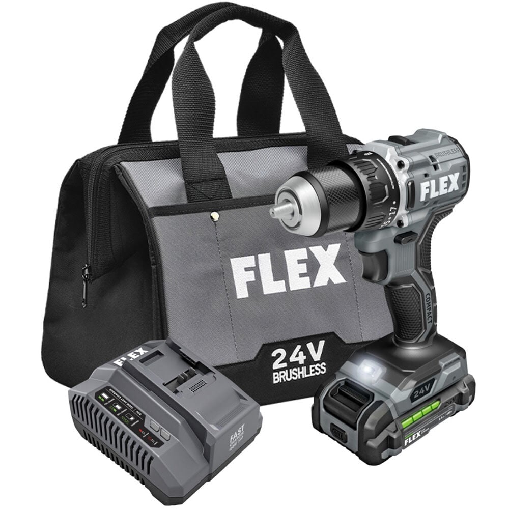 FLEX 24V Cordless 1/2 Inch 2 Speed Compact Drill Driver Kit, large image number 1