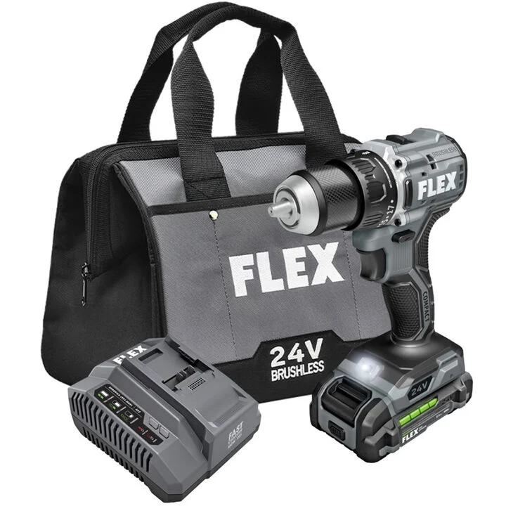 FLEX 24V Cordless 1/2 Inch 2 Speed Compact Drill Driver Kit