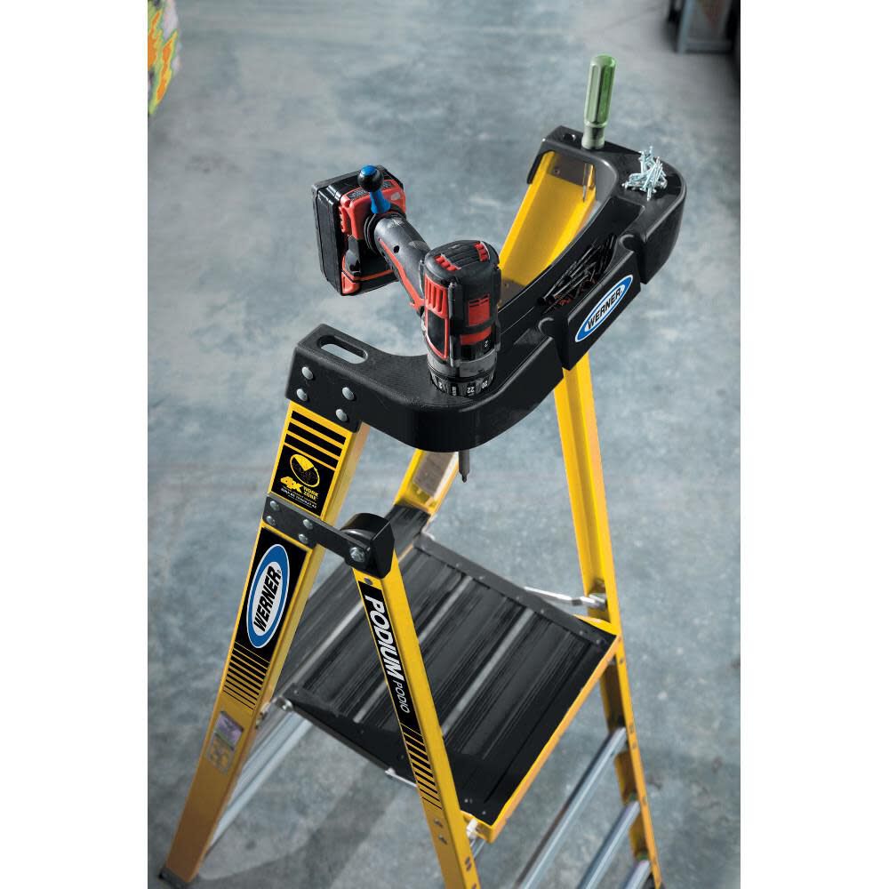 Werner Podium 8 ft Fiberglass 375 lb Type IAA Platform Ladder