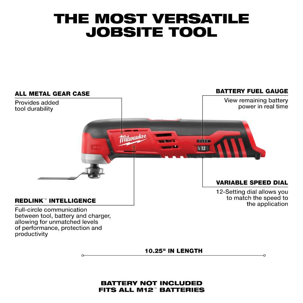 Milwaukee M12 Cordless Lithium Ion Multi Tool Bare Tool 2426 20 - Image 3