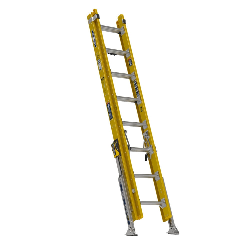 Werner 16 Ft. Type IAA Fiberglass D-Rung Extension Ladder with LevelSafe Pro Leveler – D7116-2L