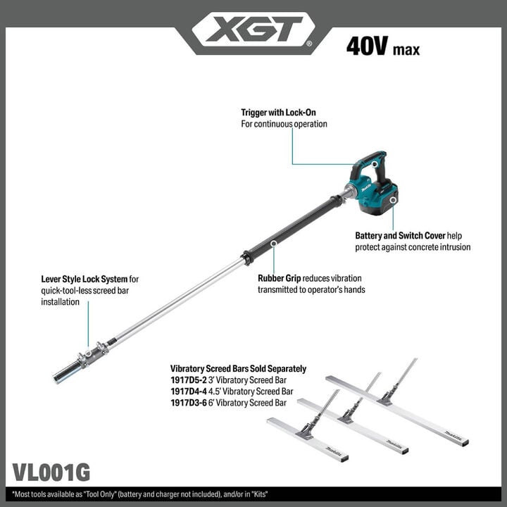 Makita 40V max XGT Brushless Cordless Vibratory Concrete Screed (Bare Tool), large image number 1
