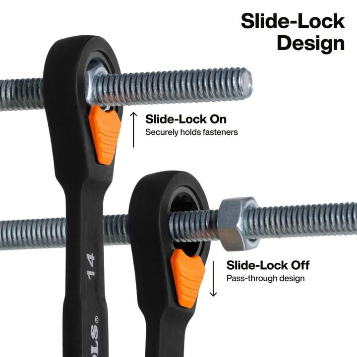 Klein Tools Ratcheting Combination Slide-Lock Wrench Set Metric 8 Pieces, large image number 2
