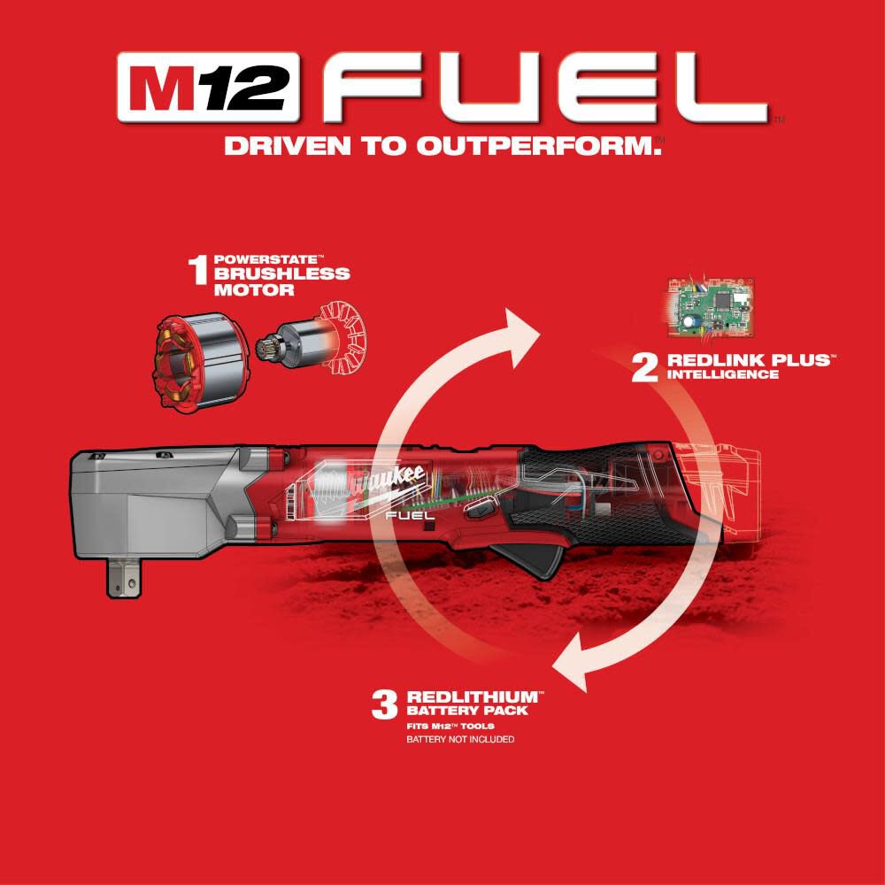 Milwaukee M12 FUEL 1/2inch Right Angle Impact Wrench with Pin Detent Reconditioned (Bare Tool), large image number 6