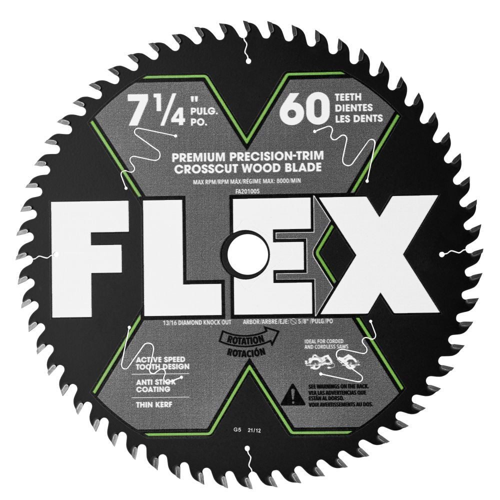 FLEX 7-1/4 Inch 60T Premium Precision Trim/Crosscut Wood Blade, large image number 1