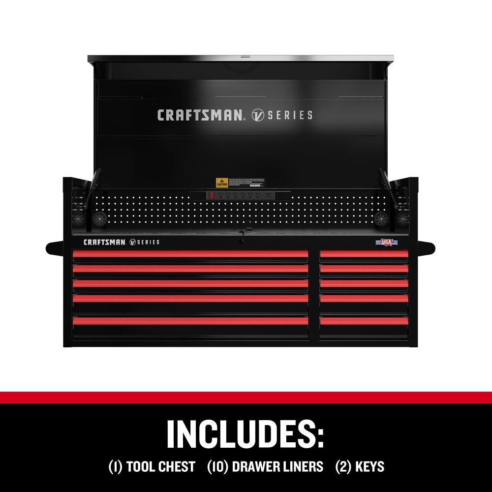 CRAFTSMAN V-SERIES 52 Inch Wide 10-Drawer Tool Chest, Black, large image number 10
