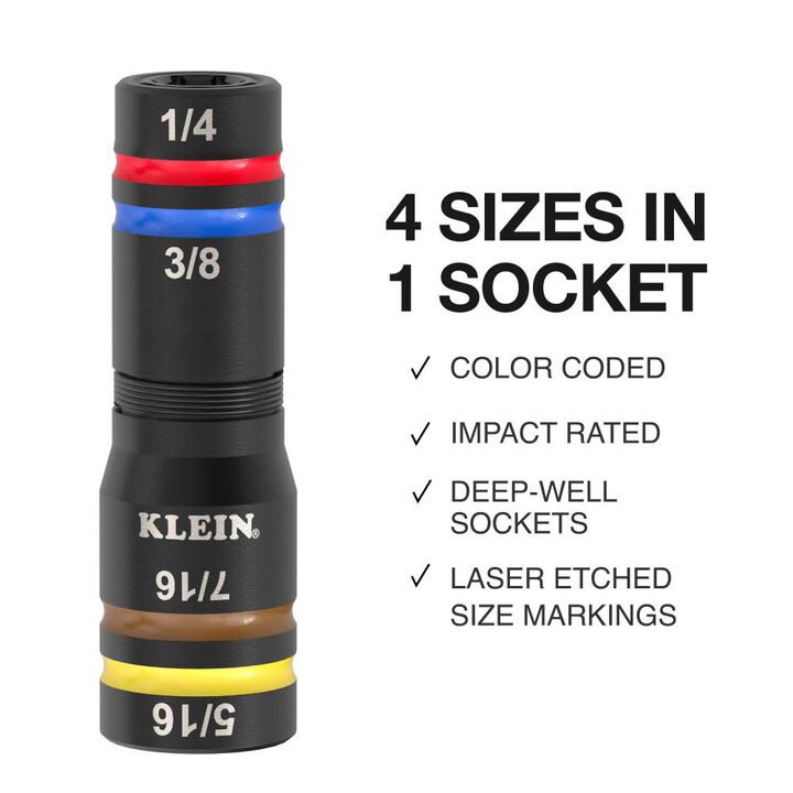 Klein Tools 4-in-1 SAE Socket Set, 3 Pieces, large image number 1