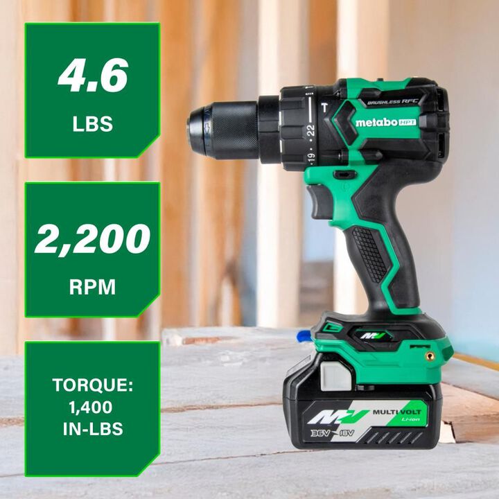 Metabo HPT 36V MultiVolt Cordless Brushless 1/2in Hammer Drill Kit, large image number 1