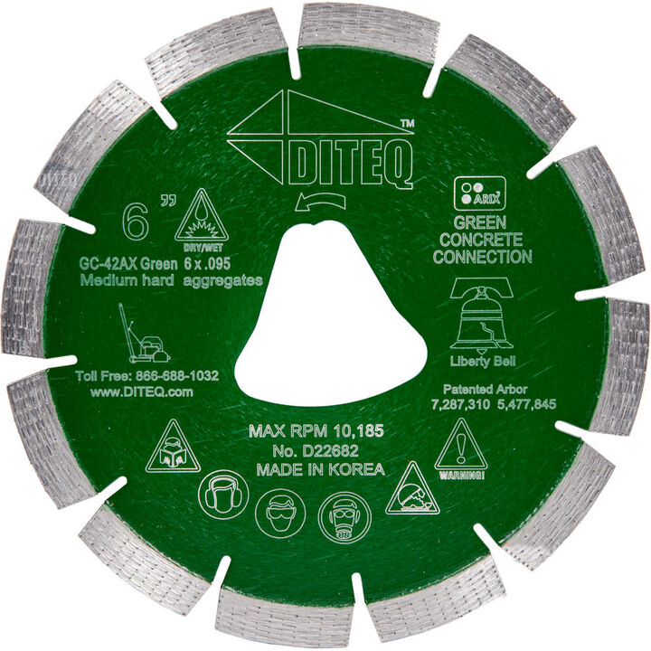 Diteq Liberty Bell Green Concrete Blade, 6in x .095in