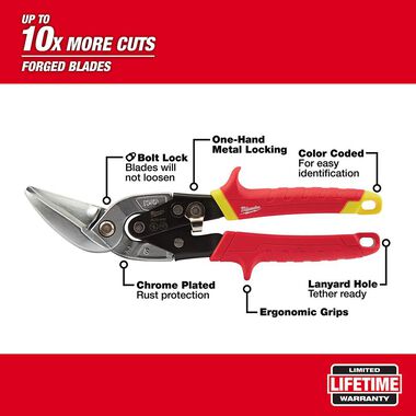 Milwaukee Straight Cut Offset Aviation Snips, large image number 1