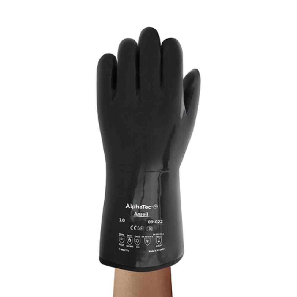 Ansell Protective Products AlphaTec Black Gauntlet Chemical Resistant Gloves Size XL – 9-022-10