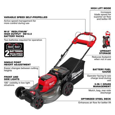 Milwaukee M18 FUEL 21inch Self-Propelled Dual Battery Mower Kit, large image number 3