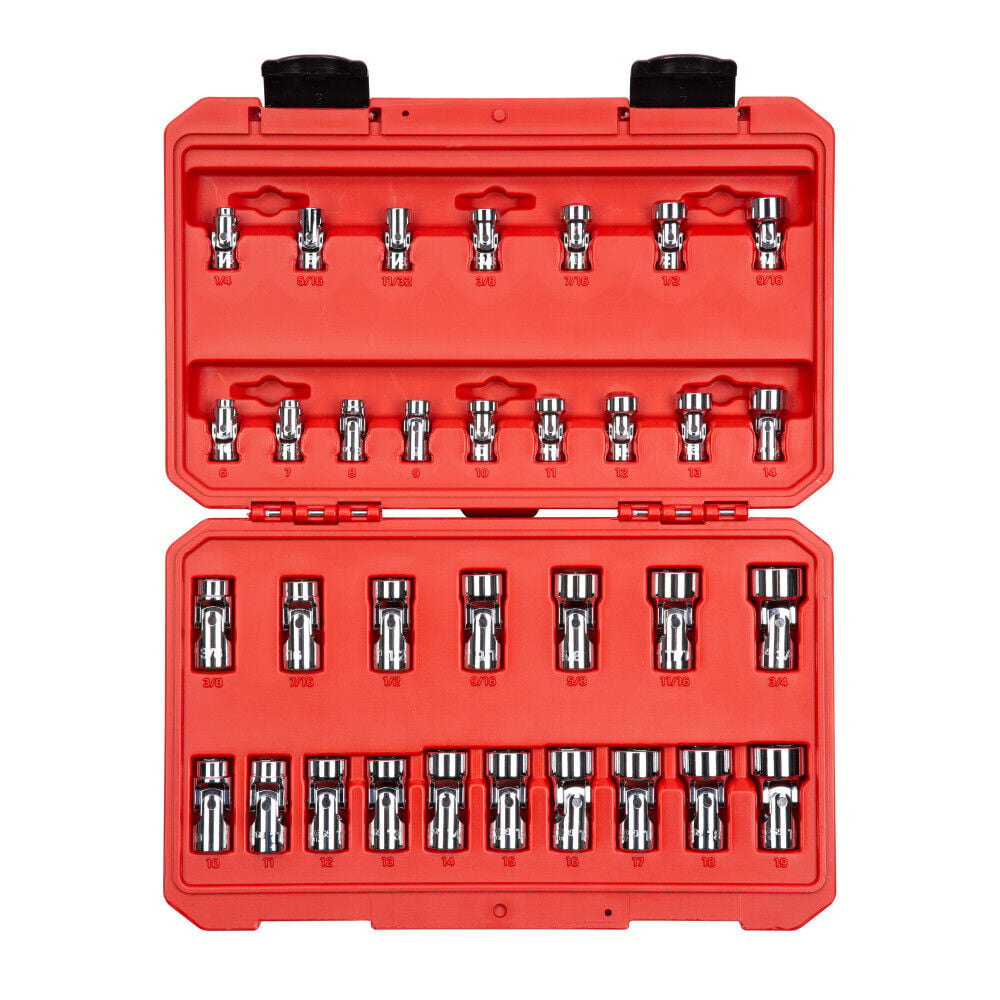 Tekton 1/4, 3/8 Inch 6 Point U-Joint Socket Set, (1/4-3/4 Inch, 6-19 mm), large image number 1