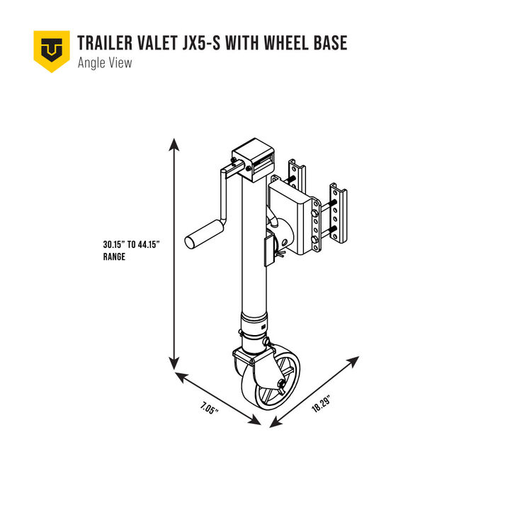 Trailer Valet TVJX5-S - 5000 lbs Side Pipe Mount Bracket Drill Jack with Wheel, large image number 8