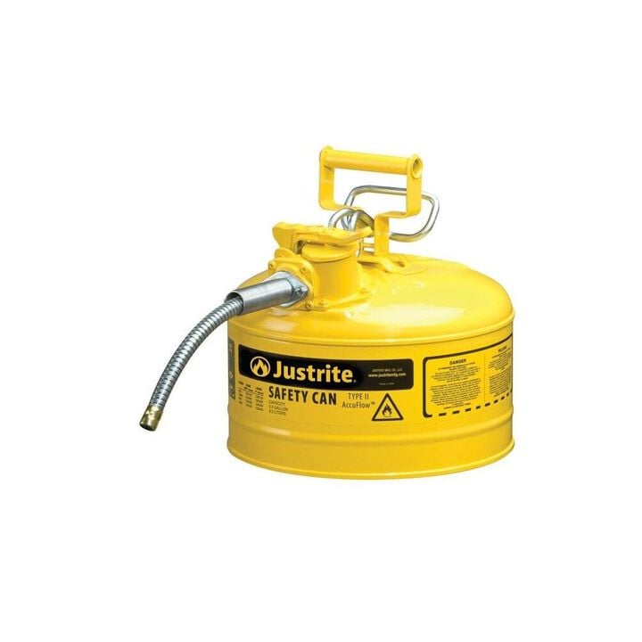 Justrite 2.5 Gal Steel Safety Yellow Diesel Fuel Can Type II, large image number 1