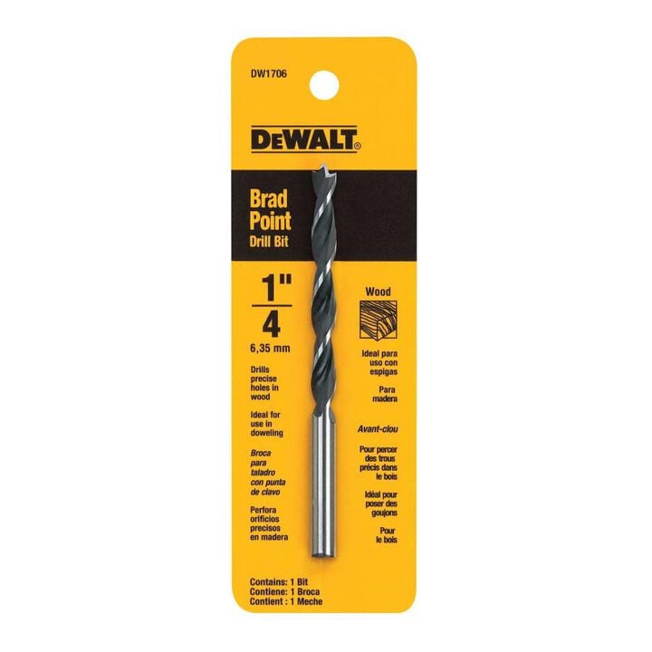 DEWALT 1/4in Brad Point Drill Bit, large image number 1