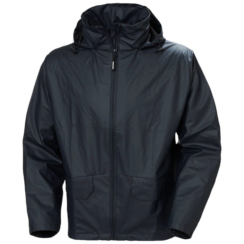 Helly Hansen Voss Polyester Waterproof Mens Rain Jacket, Navy, Size Large - 70180-590-L