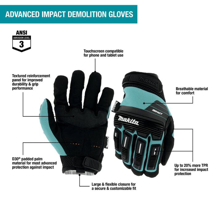 Makita Advanced Impact Demolition Gloves, large image number 9