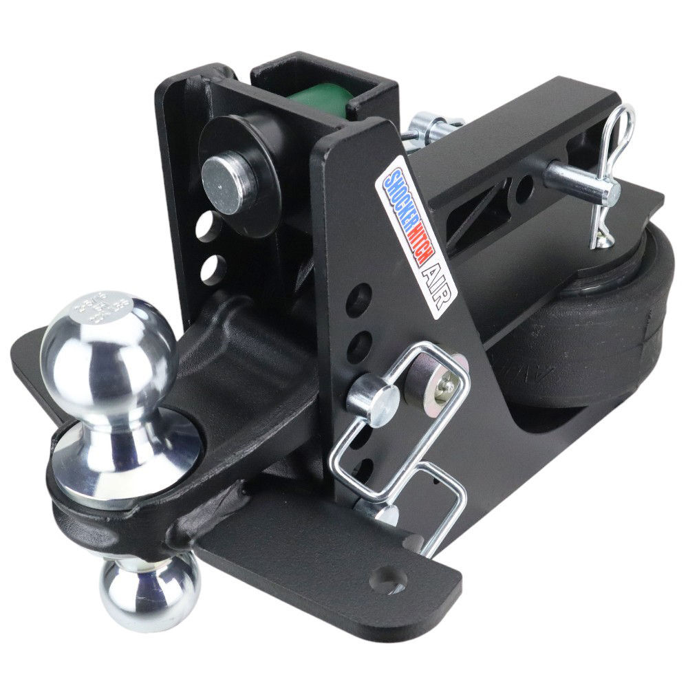 Shocker Hitch 14K 2 Inch Max Black Air Receiver Hitch & Chrome Combo Sway Bar Tab Ball Mount 2 Inch & 2 5/16 Inch Hitch Balls, large image number 1