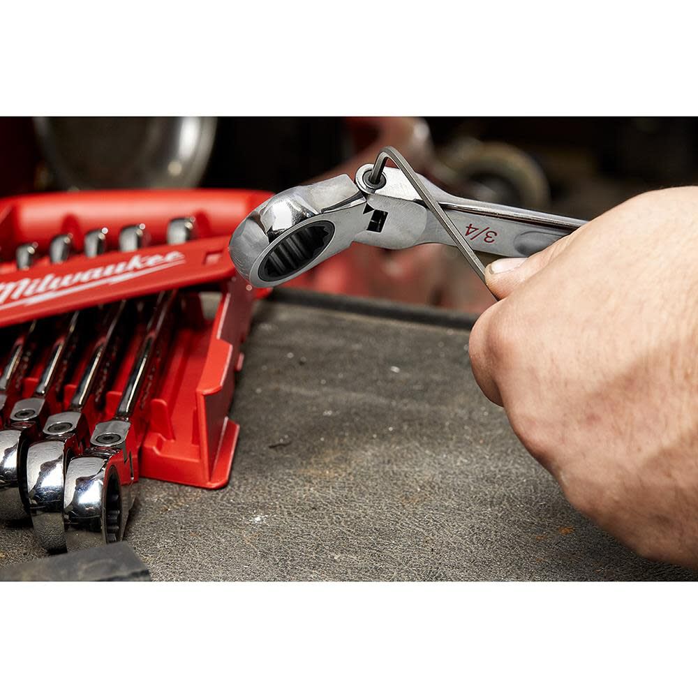Milwaukee Combination Wrench Set Metric Flex Head Ratcheting 15pc