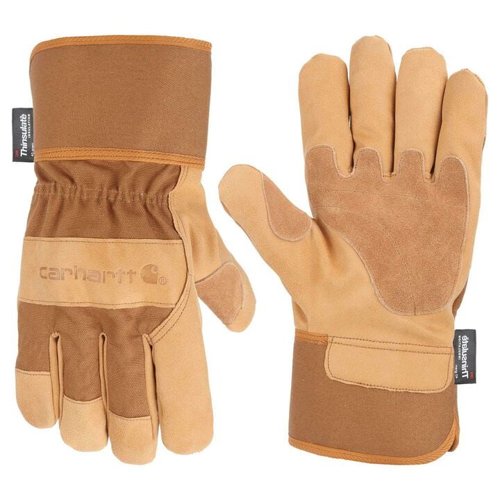 Carhartt Insulated Grain Leather Cuff Work Gloves Mens Brown XL