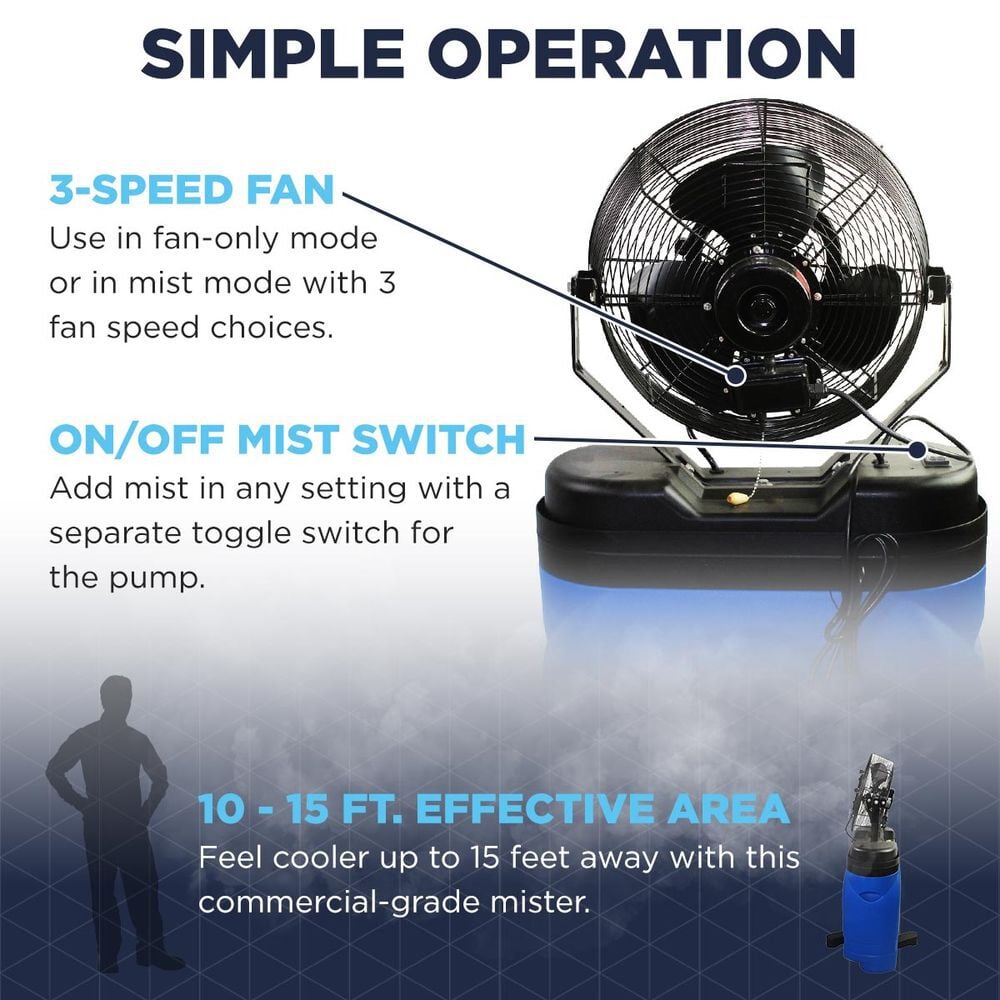 Maxx Air 14 Inch 1000 CFM 120V 3-Speed Misting Fan with 20 Gallon Tank, large image number 9