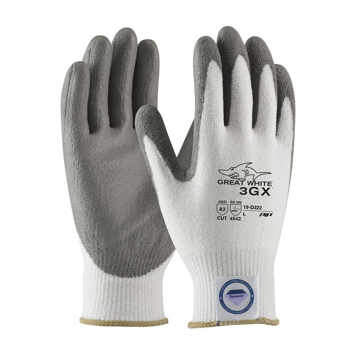 Protective Industrial Products Great White 3GX Seamless Knit Dyneema Diamond Blended Glove with Polyurethane Coated Smooth Grip on Palm & Fingers XL-Large 12 Pairs, large image number 0