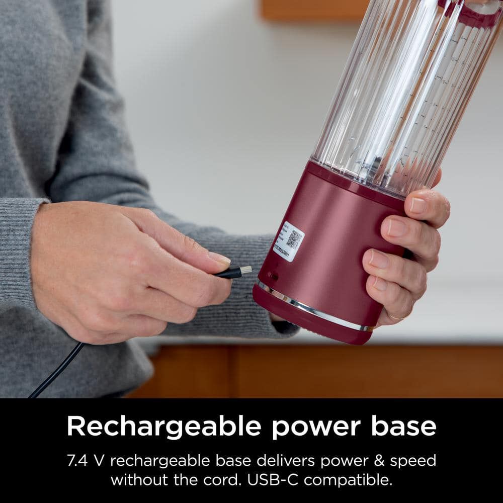 Ninja Blast 48 Oz 7.4V Plastic Cordless Portable Blender Cranberry Red, large image number 8