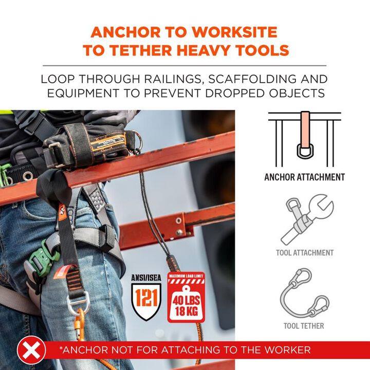 Ergodyne Squids 3176 Black Anchor Choke Strap 40lbs, large image number 1