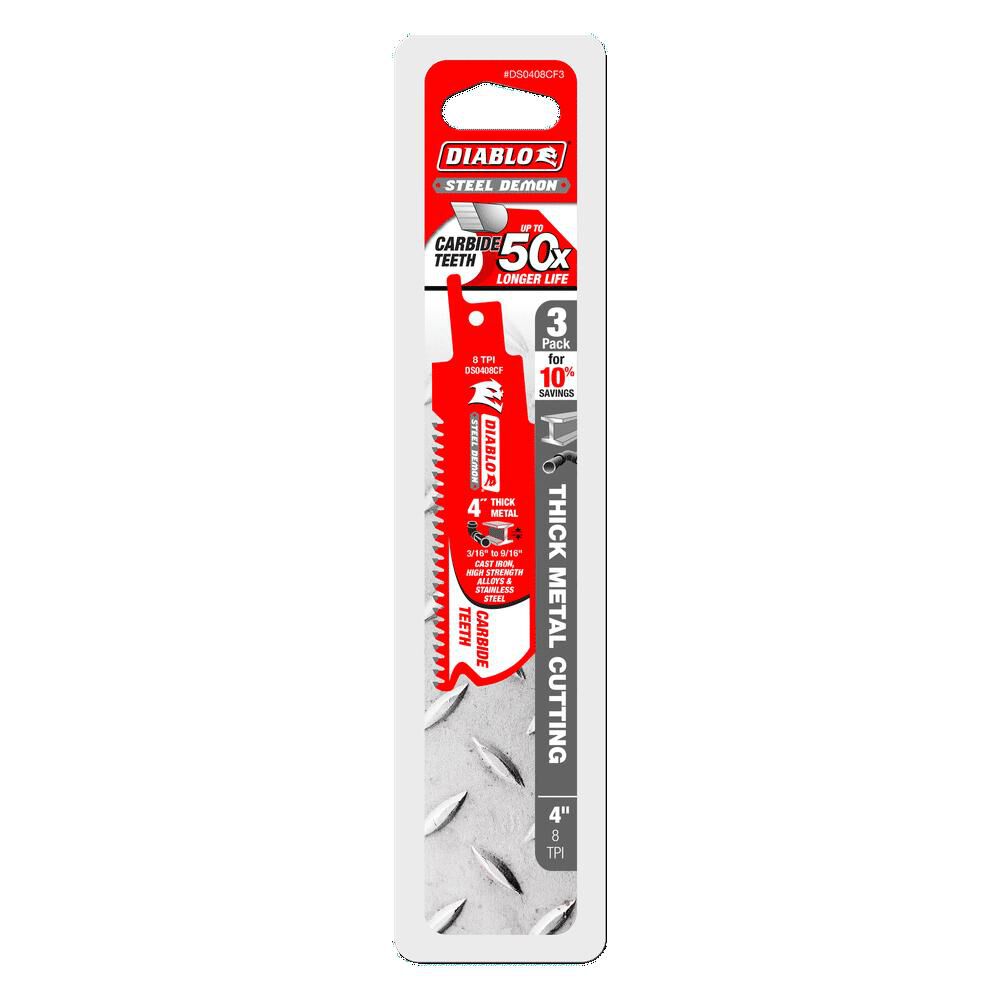 Diablo Tools 4 Inch Steel Demon Carbide Reciprocating Blades for Thick Metal 3 Pack, large image number 2