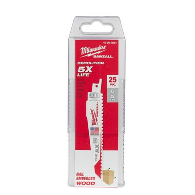 Milwaukee 6 in. 5 TPI The Ax SAWZALL Blade 25PK, large image number 10