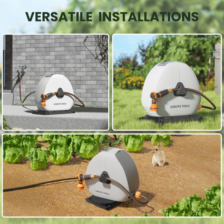 Giraffe Tools Ground-Mounted Retractable Hose Reel1/2 Inch 100 Ft with 9 Mode Nozzle & Leader Hose, large image number 8