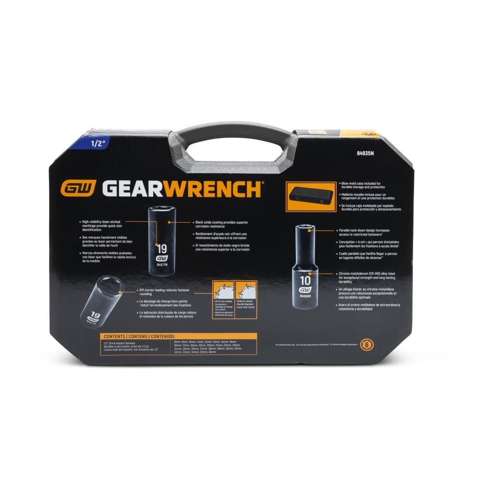 GEARWRENCH 29pc. 1/2In. Drive 6 Point Deep Impact Socket Set, large image number 5