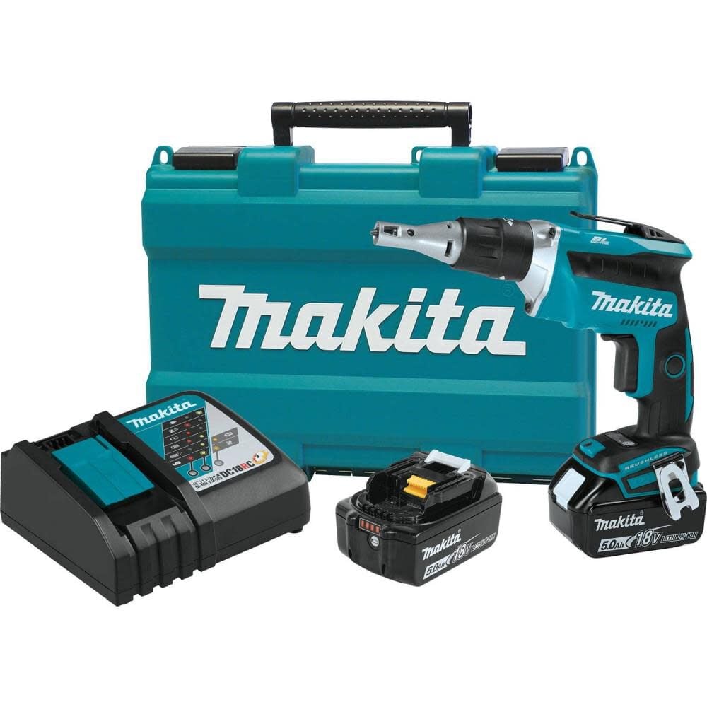 Makita 18V LXT Lithium-Ion Brushless Cordless Drywall Screwdriver Kit (5.0Ah) – XSF03T