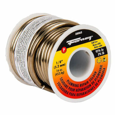 Forney Industries Lead Free Plumbing Repair Solder, Solid Core, 1/8 Inch, 16 Ounce