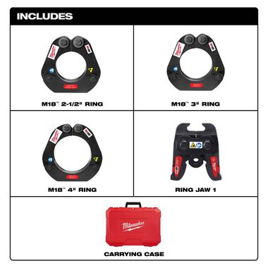 Milwaukee M18 Force Logic Press Ring 2-1/2 in. to 4 in. Kit, large image number 1