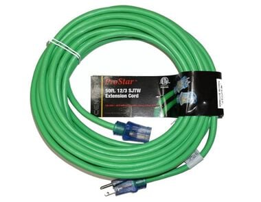 Century Wire ProStar 50 ft 12/3 SJTW Green Lighted Extension Cord