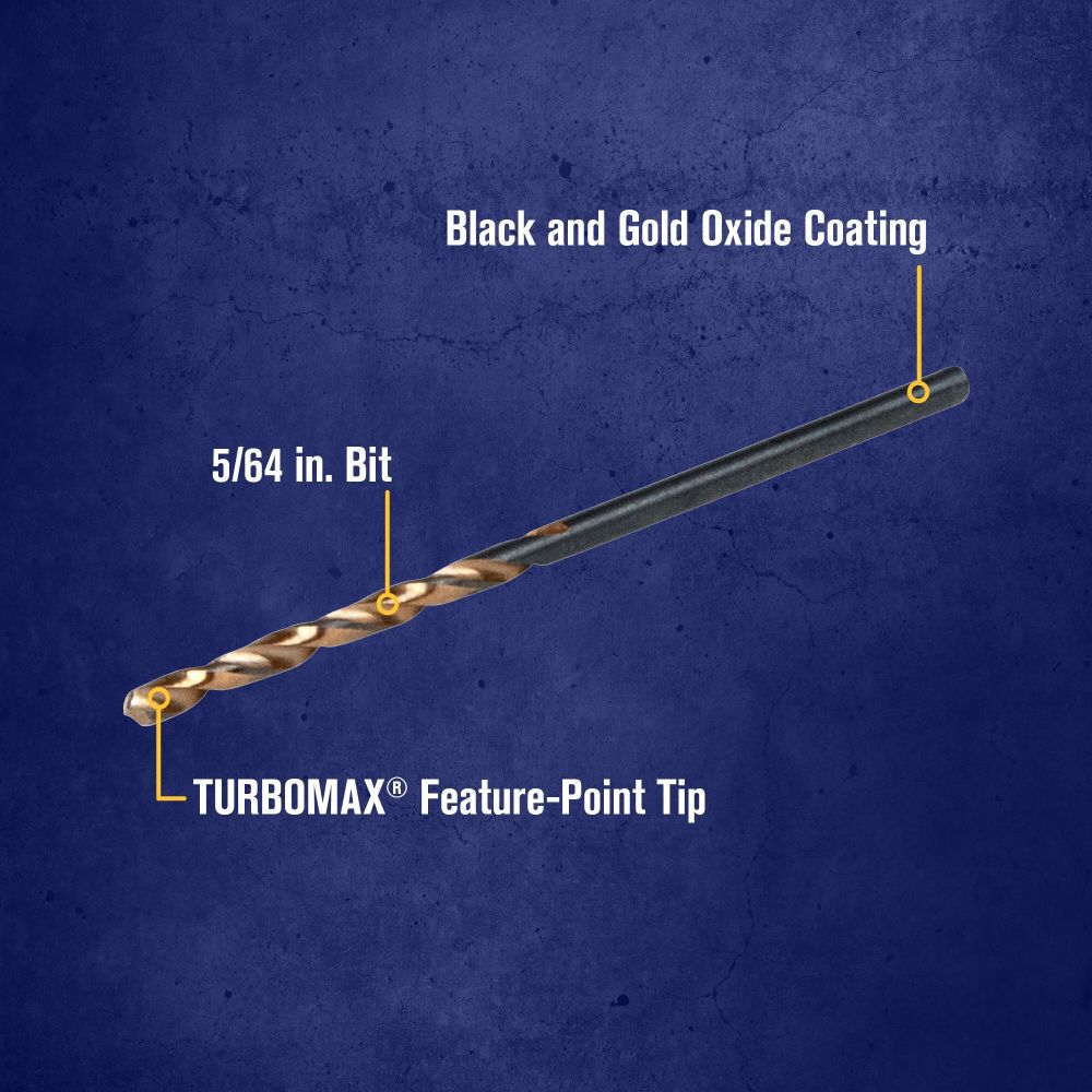 Irwin Turbomax 5/64 Inch X 2 Inch L High Speed Steel Drill Bit 3 Flat Shank 2 Pieces, large image number 2