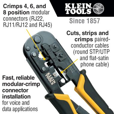 Klein Tools Ratcheting Modular Crimper/Stripper, large image number 1