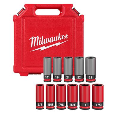 Milwaukee SHOCKWAVE Impact Duty Socket 1/2 Drive SAE & Metric Lug Nut Wheel Set 11pc