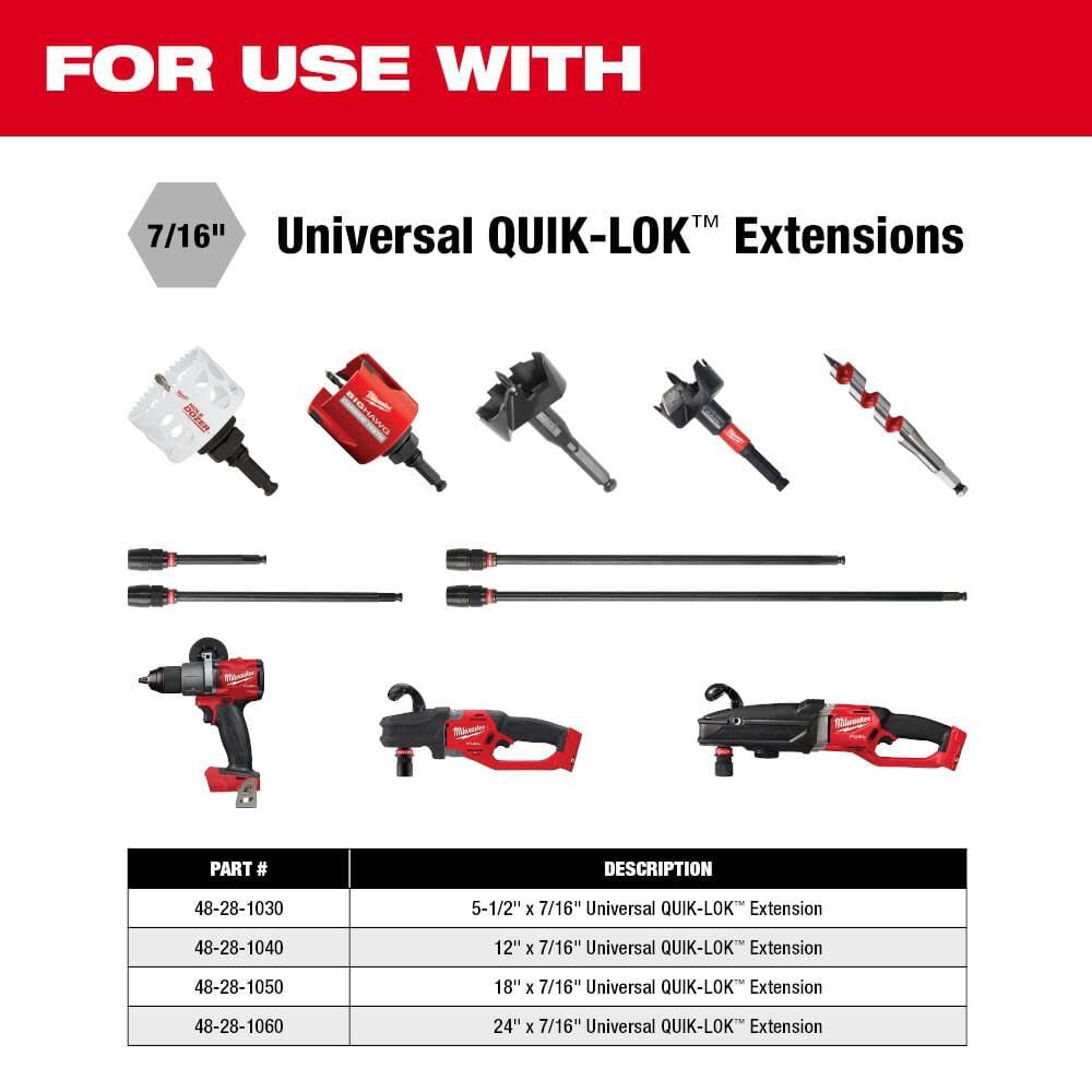 Milwaukee 5-1/2 in. x 7/16 in. Universal Quik-Lok Extension, large image number 2