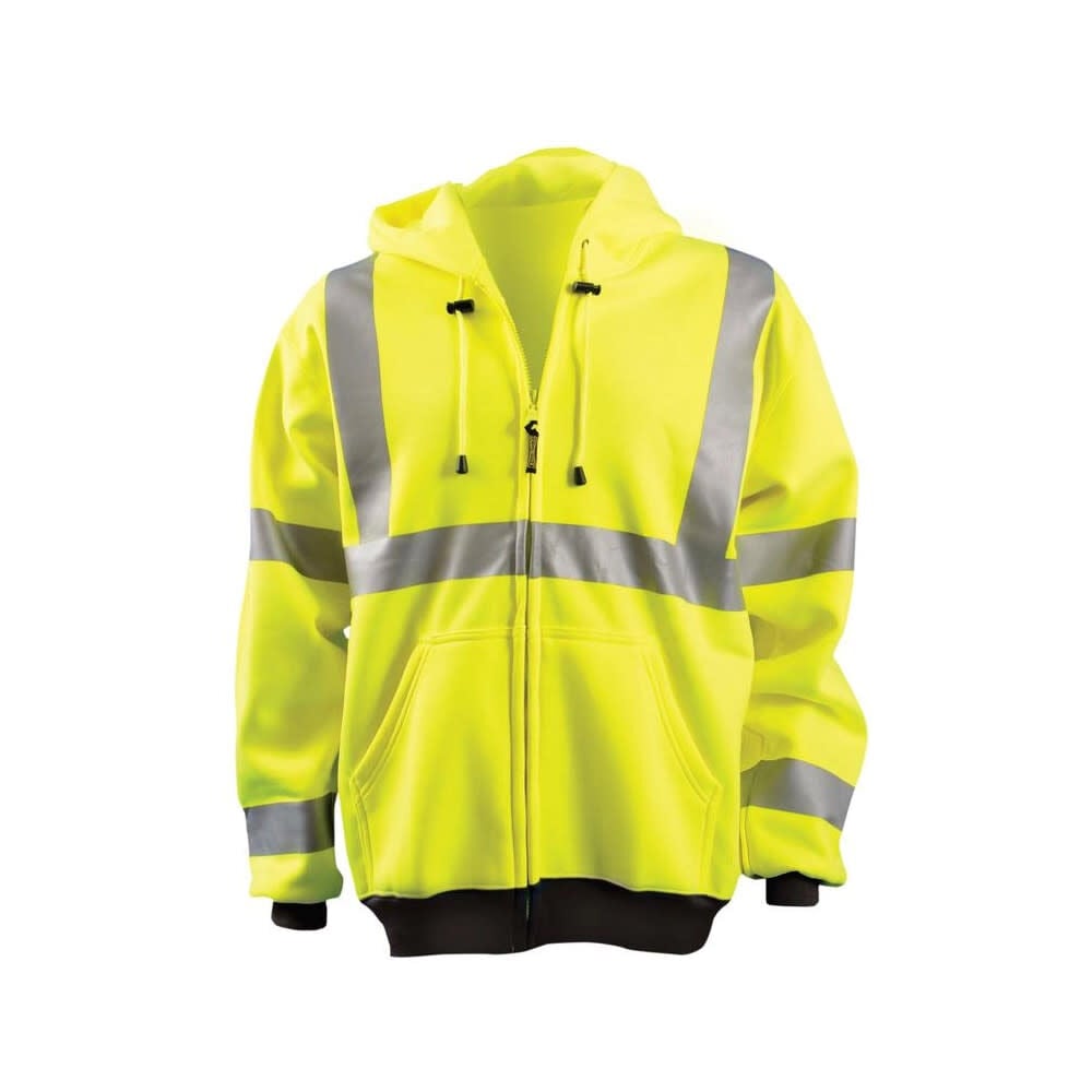 Occunomix Hi-Vis Yellow 9oz Class 3 Full Zip Hoodie Sweatshirt 5X, large image number 1