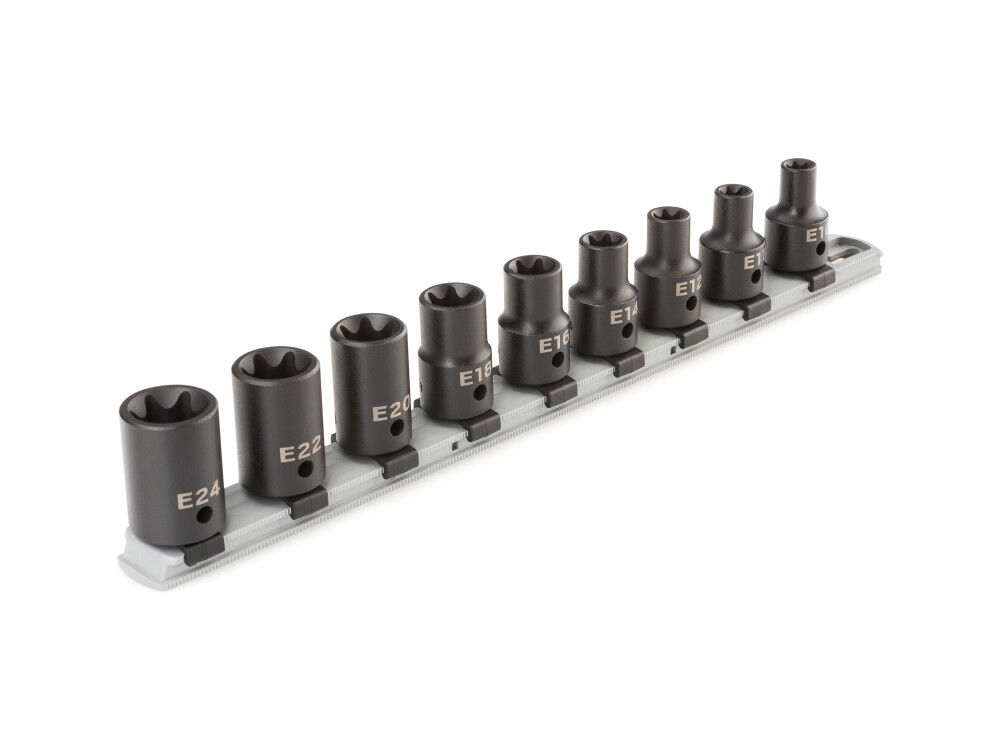 Tekton 1/2 Inch External Star Impact Socket Set, 9 Pieces (E10-E24) - SID92100