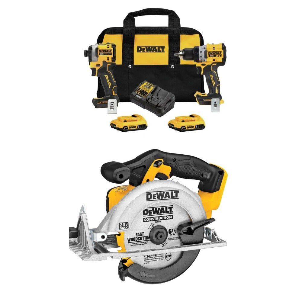 DEWALT 20V MAX Impact Driver, Drill/Driver, and Circular Saw Bundle – DCK2051D2-DCS391B