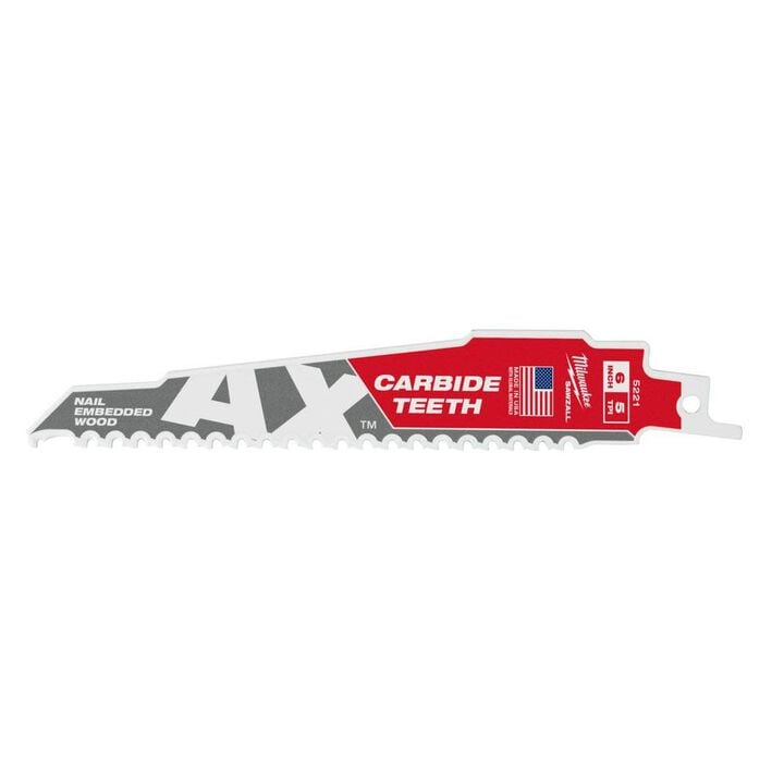 Milwaukee The Ax with Carbide Teeth SAWZALLBlade 6 in. 5T 3PK, large image number 0