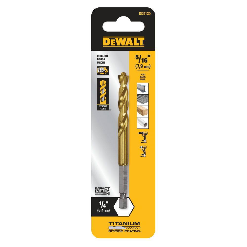DEWALT Impact Ready Titanium Nitride Coated Drill Bit, 5/16 Inch, large image number 2