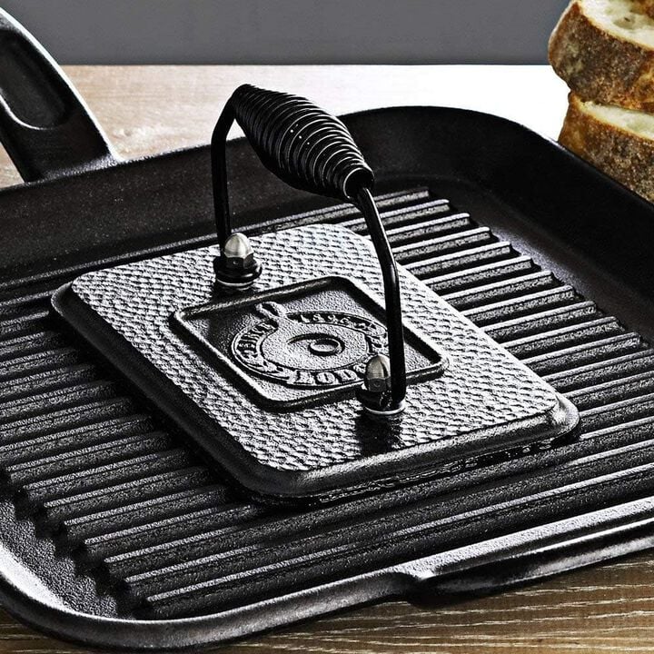 Lodge Cast Iron 6 3/4 x 4 1/2 Inch Black Cast Iron Rectangular Grill Press, large image number 2